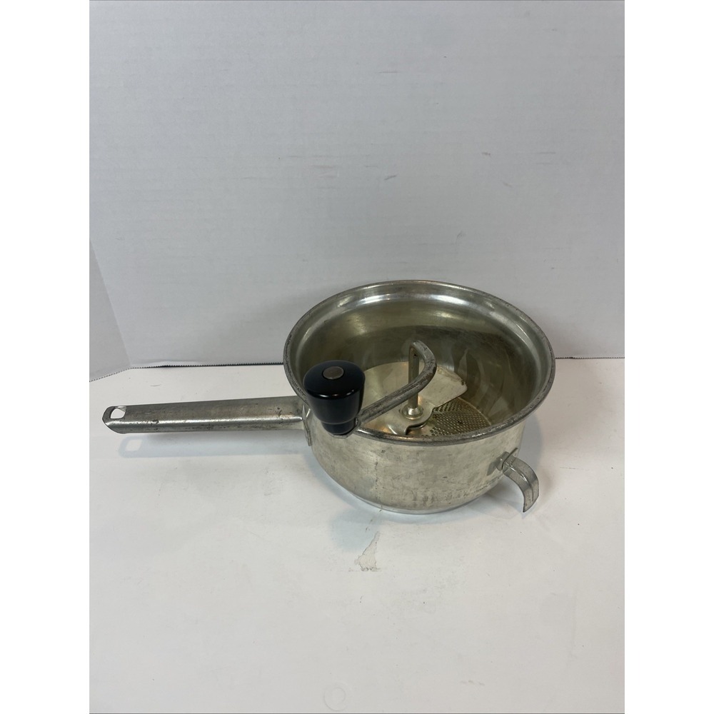 Foley Food Mill 7" Silver Vintage Aluminum Hand Crank Masher Strainer